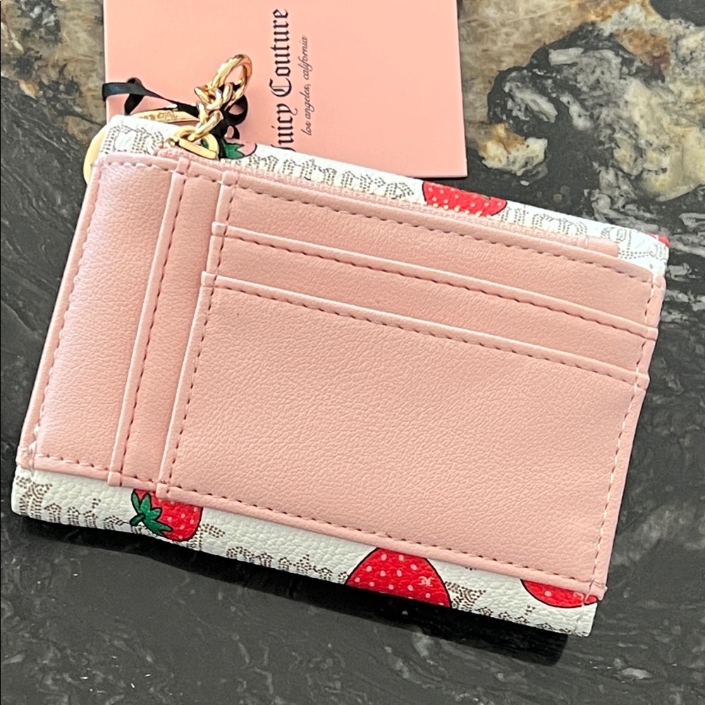 Juicy Couture Freshly Picked Double Sided Trifold Wallet with Heart Keychain - Picture 9 of 9